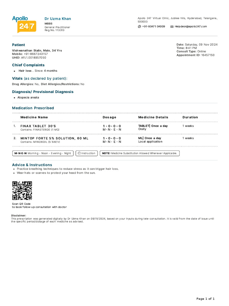 Prescription Apollo 2471731165835513 | PDF | Medical Prescription ...