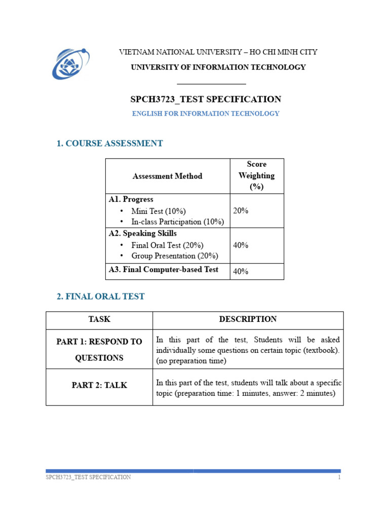 SPCH3723 - Test Specification | PDF