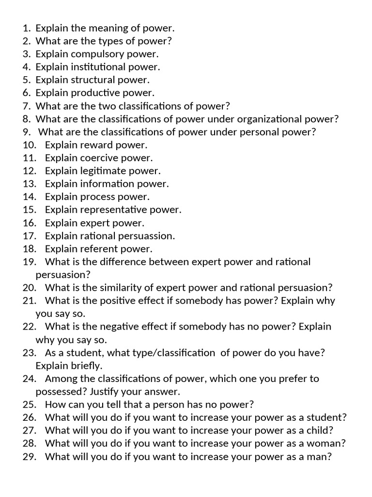 Explain the meaning of power pdf