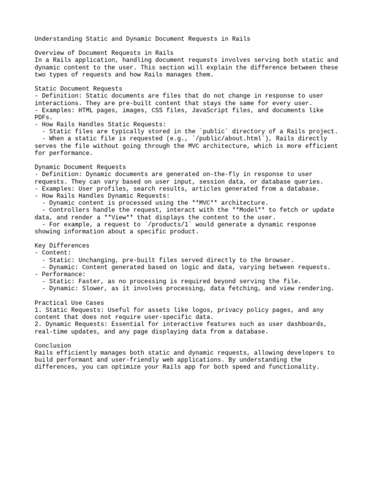 Static vs Dynamic Document Requests in Rails | PDF | Art | Technology ...