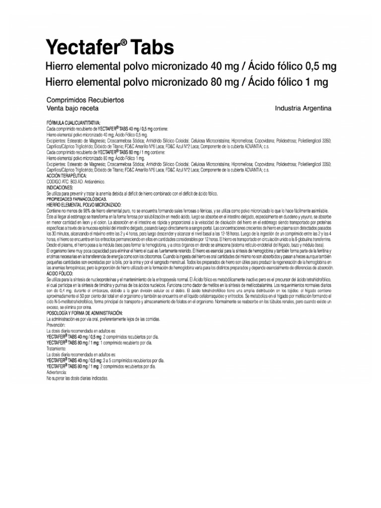 Yectafer Tabs Prospecto | PDF
