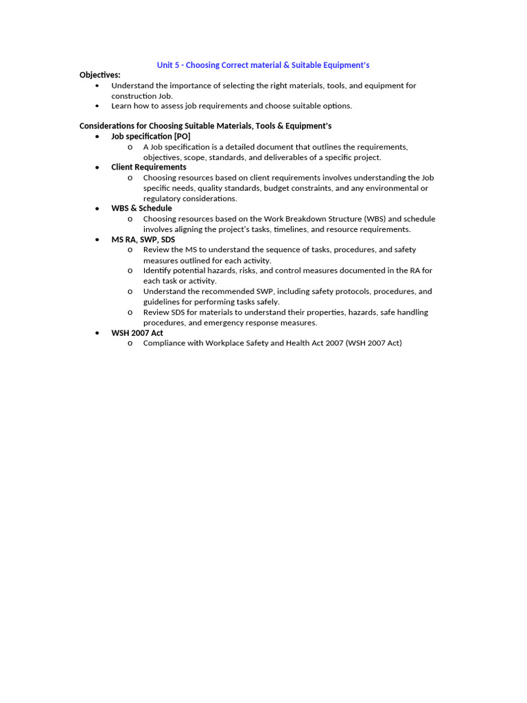 Construction Material & Equipment Guide | PDF