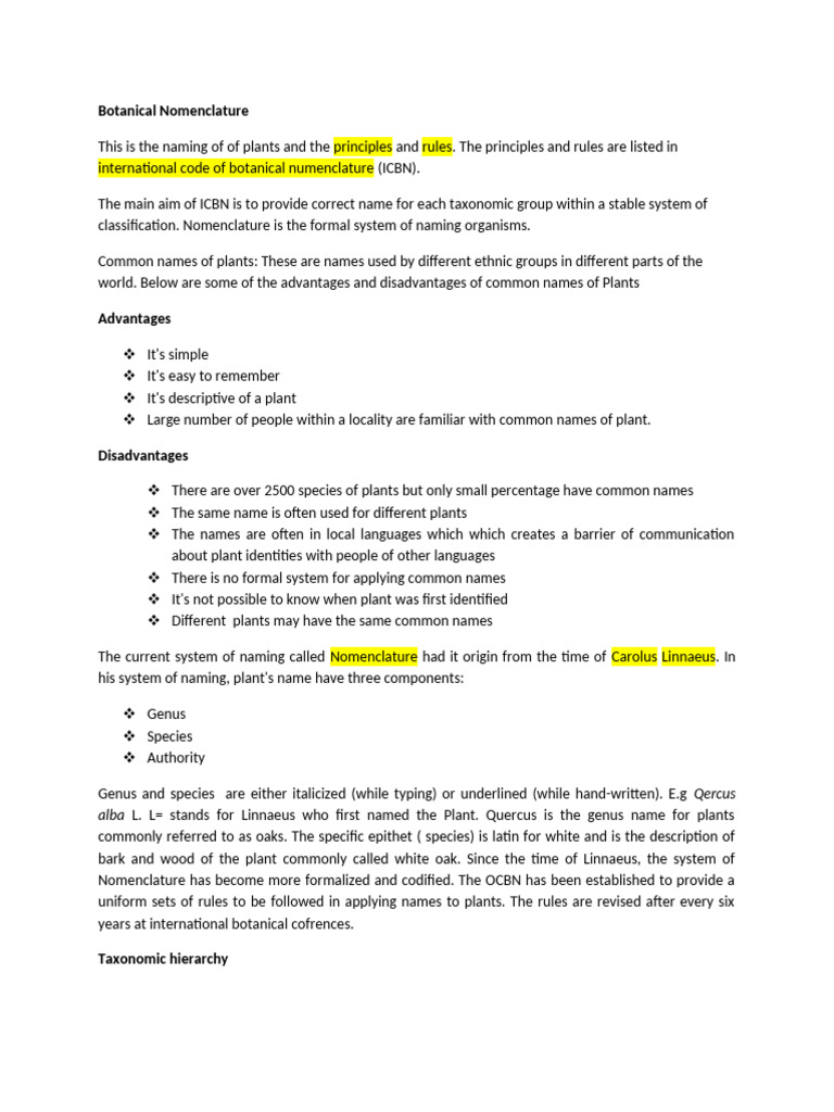 Plant Taxonomy | PDF | Genus | Taxonomy (Biology)