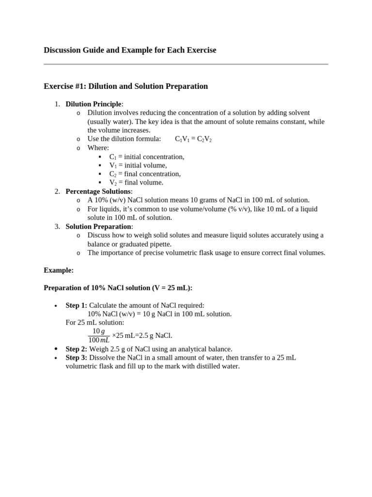 Solution Preparation And Dilution Guide Pdf Molar Concentration