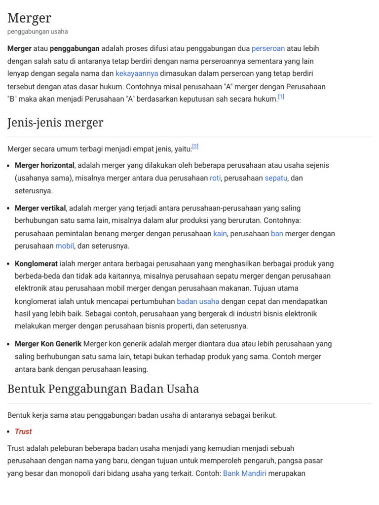 Jenis-jenis Merger dan Penggabungan Usaha | PDF
