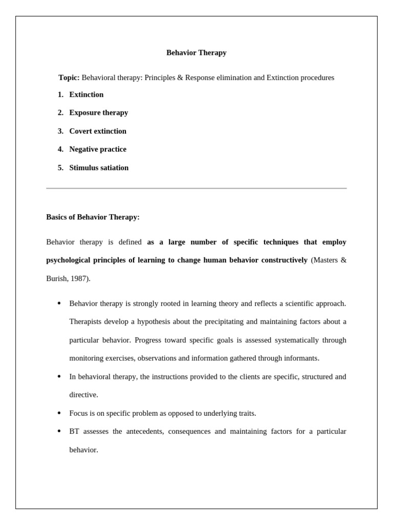 Principles of Behavioral Therapy | PDF | Behaviour Therapy | Anxiety