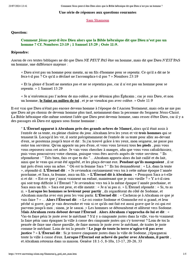 Jésus et la nature divine de Dieu | PDF | Abraham | Dieu