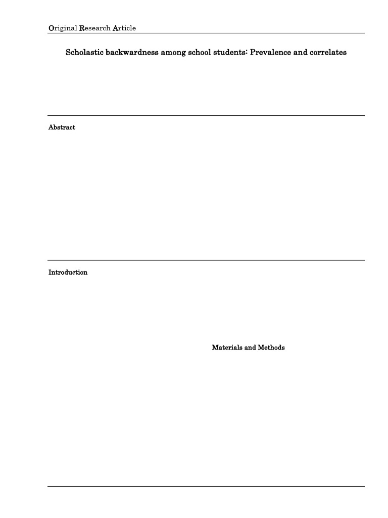 Scholastic Backwardness in School Children | PDF | Mental Disorder ...