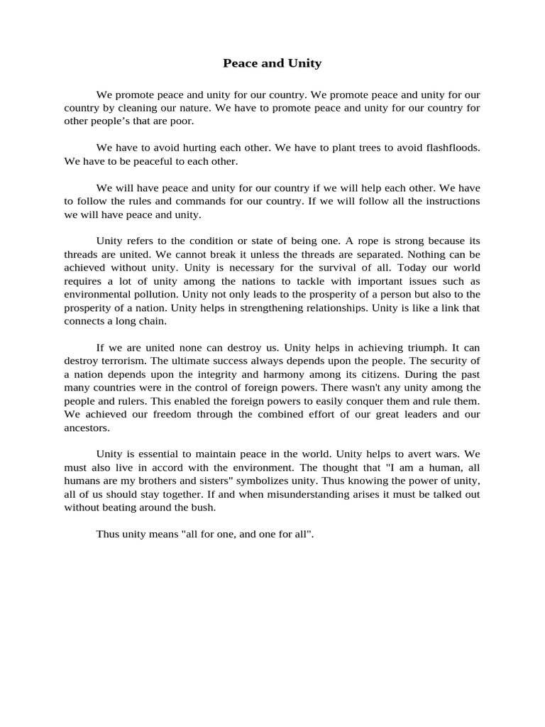 Promoting Peace and Unity for All | PDF