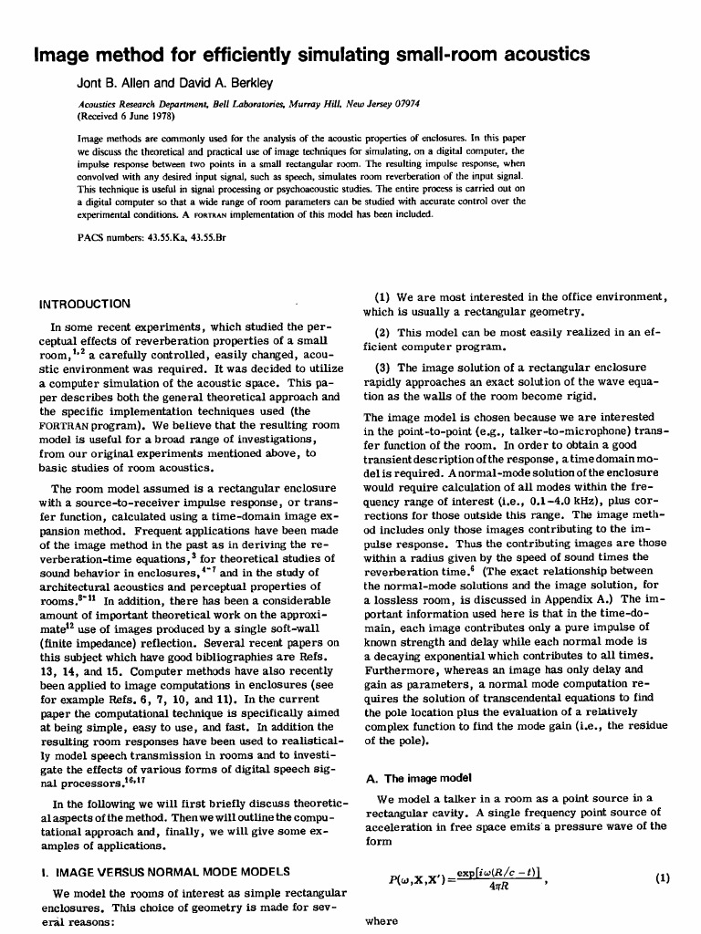 Efficient Image Method for Room Acoustics | PDF | Convolution ...