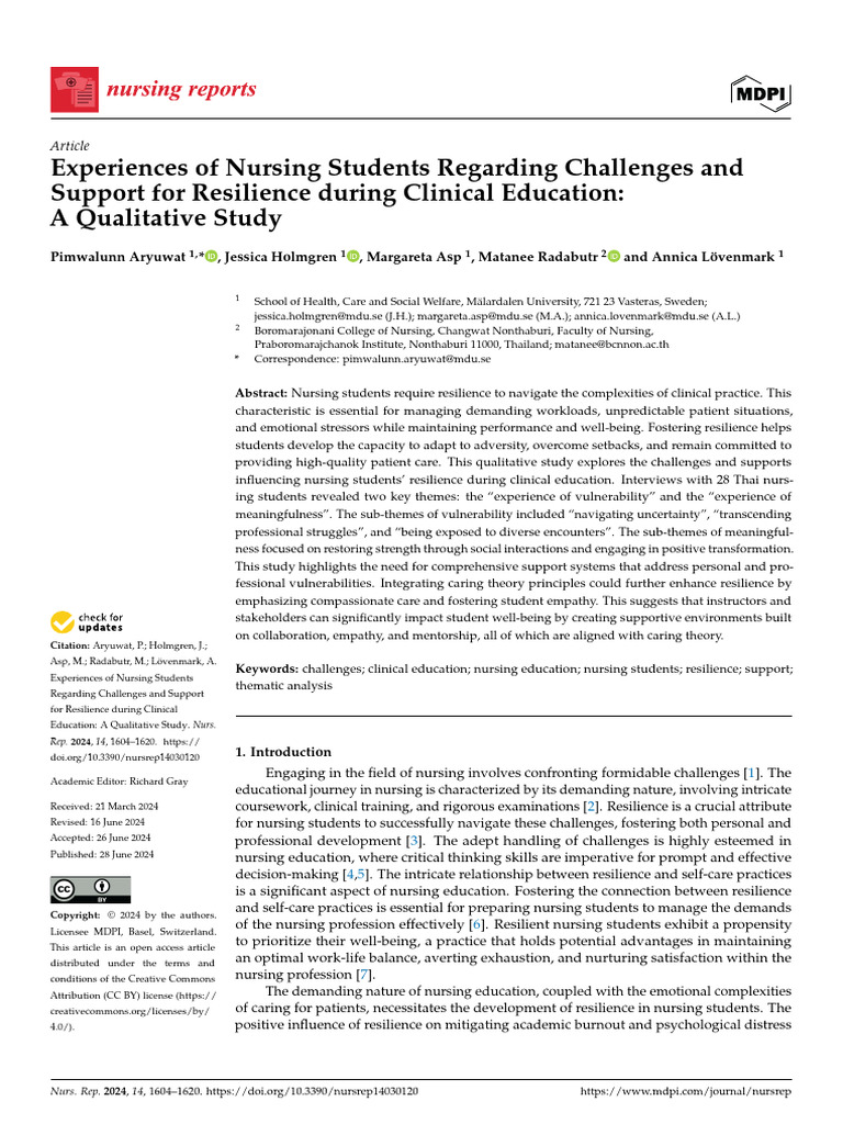 Nursrep 14 00120 | PDF | Psychological Resilience | Nursing