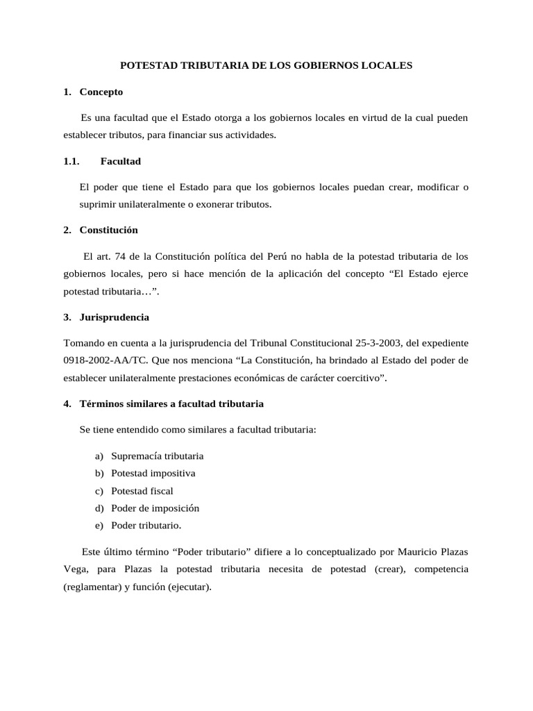 Potestad Tributaria de Los Gobiernos Locales | PDF | Gobierno | Justicia