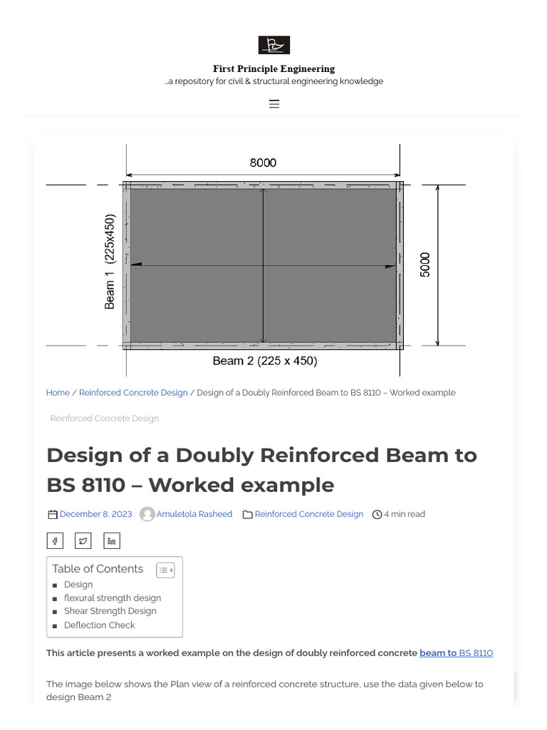 Doubly Reinforced Beam Design Example | PDF | Beam (Structure ...