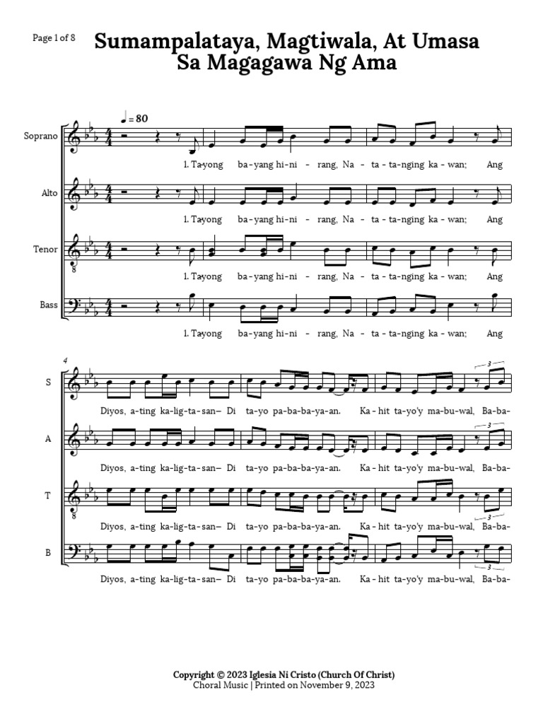 Sumampalataya, Magtiwala, at Umasa Sa Magagawa NG Ama Choral Music | PDF