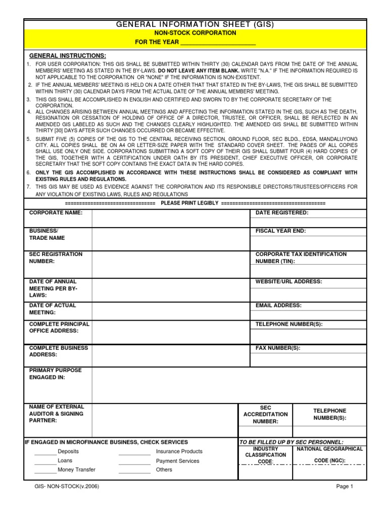 General Information Sheet (Gis) General Information Sheet (Gis) | PDF ...