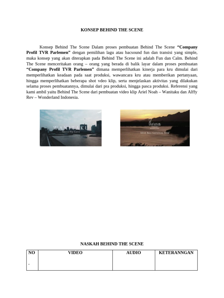 Konsep dan Proses Behind The Scene | PDF