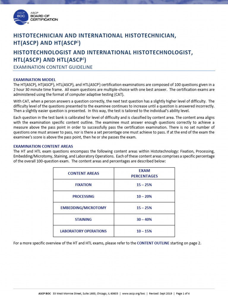 HT and HTL Certification Exam Guide | PDF | Histology ...