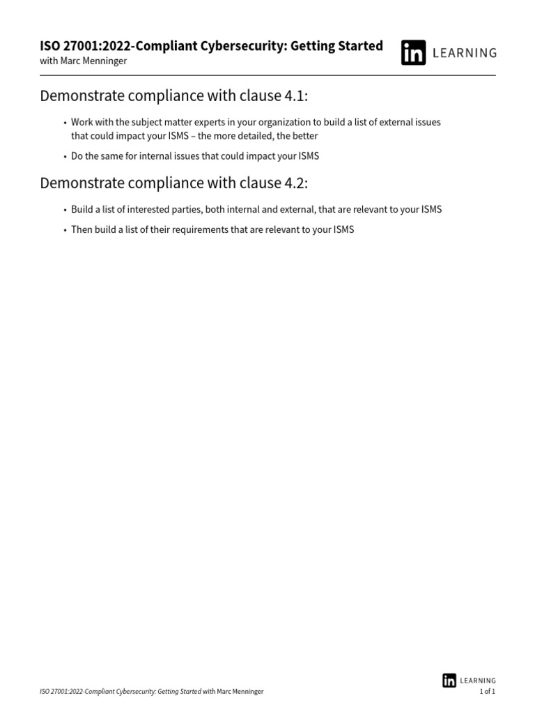 How to demonstrate compliance with clauses 4 1 and 4 2 pdf