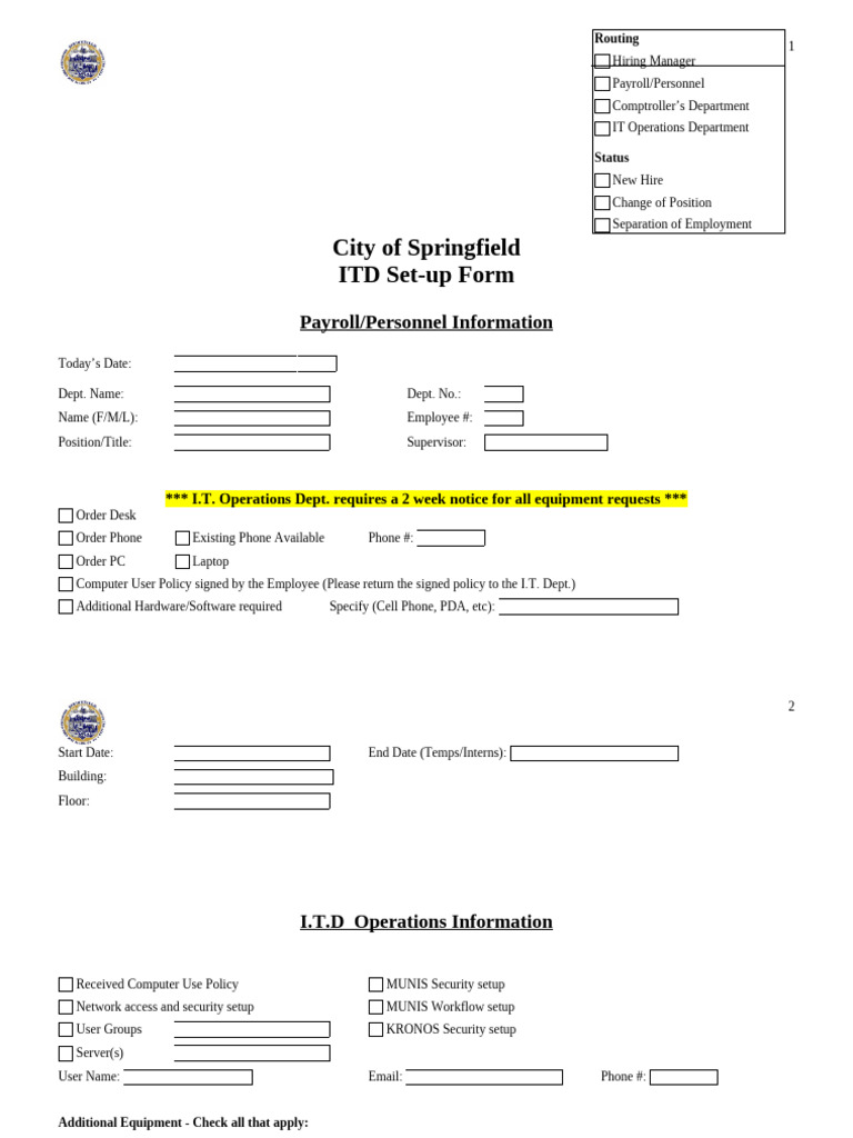 Employee IT Setup Form | PDF | Information And Communications ...