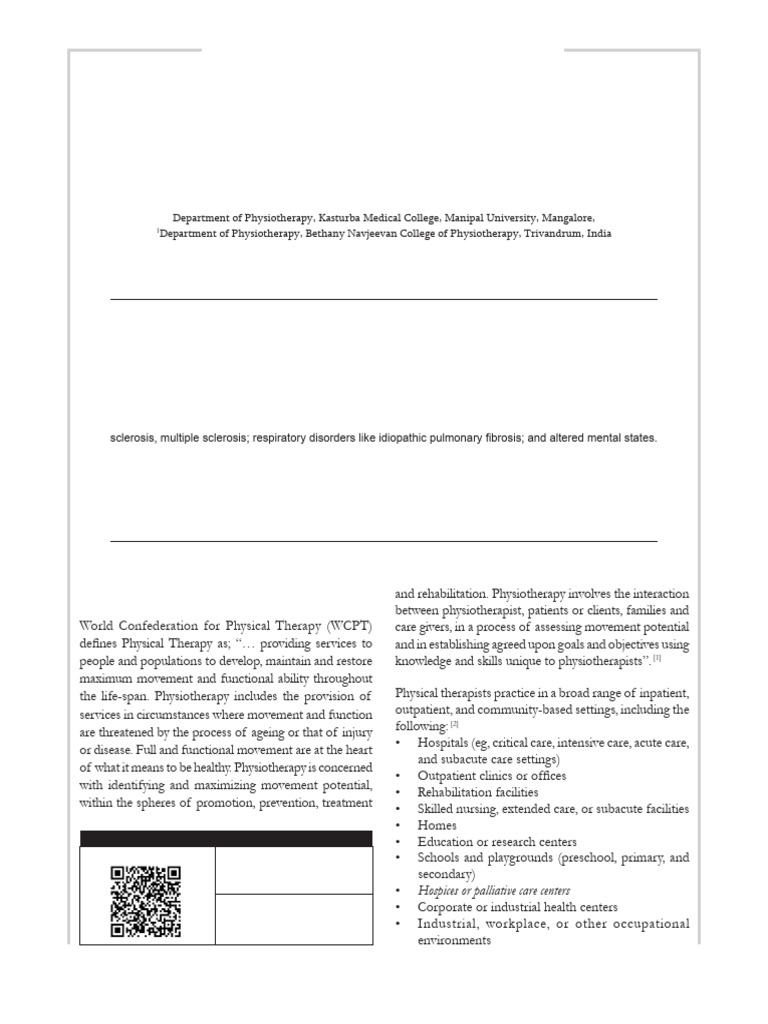 Palliative Care: Role of Physical Therapy | PDF | Physical Therapy ...