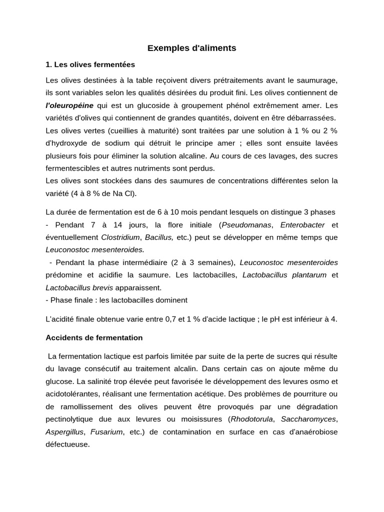 Fermentation des olives et ensilage | PDF | Lactobacille | Fermentation