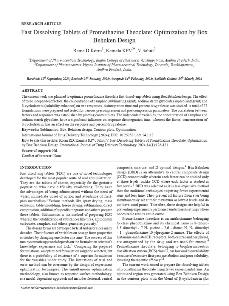 Optimizing Fast-Dissolving Tablets FDT | PDF | Tablet (Pharmacy ...
