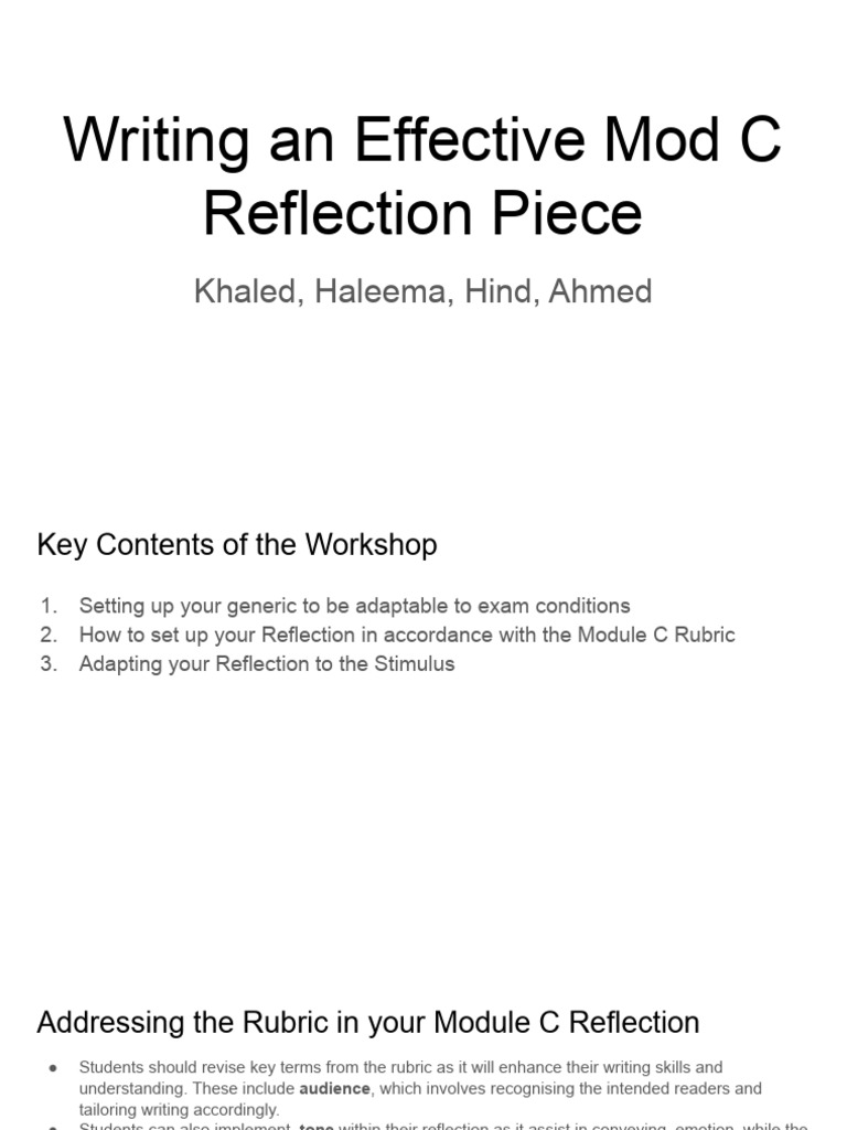 Writing An Effective Mod C Reflection Workshop | PDF | Human ...
