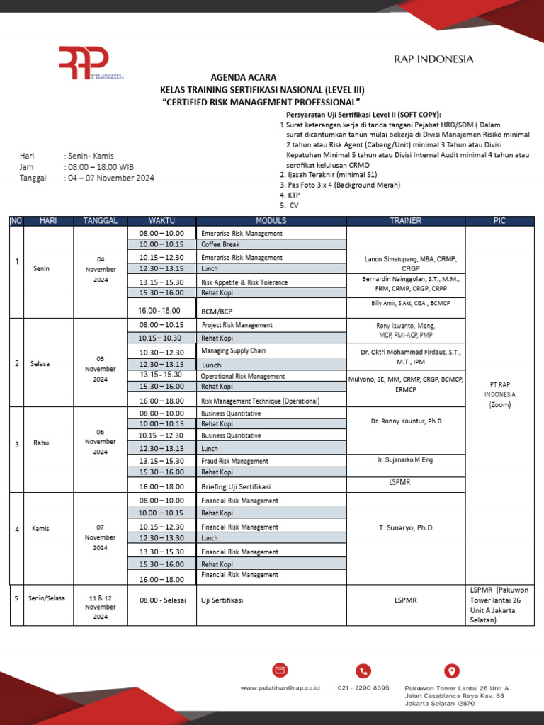 Agenda Acara CRMP November 2024 | PDF | Risk | Financial Risk