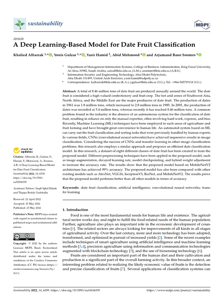 A Deep Learning-Based Model For Date Fruit Classification | PDF | Deep ...