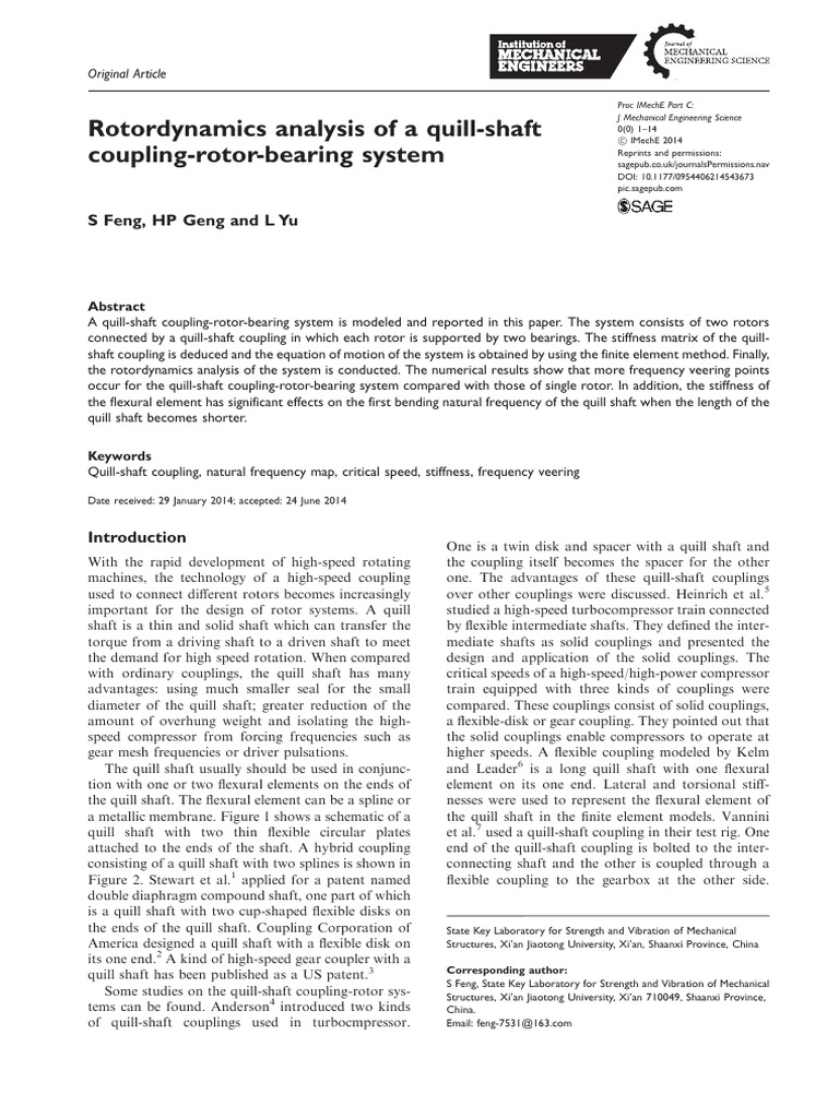 Rotordynamics of Quill-Shaft Coupling System | PDF | Eigenvalues And ...