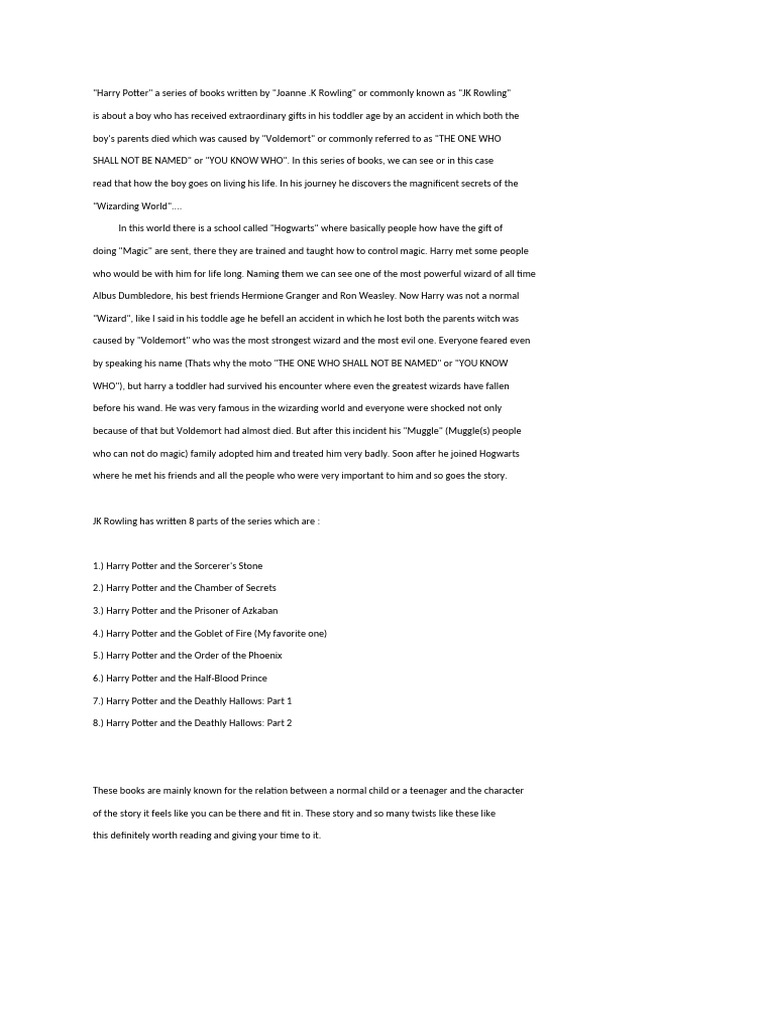 Harry Potter Series Overview and Themes | PDF | Mystery, Thriller ...