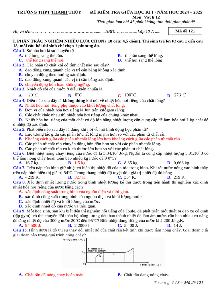mã đề 121 | PDF