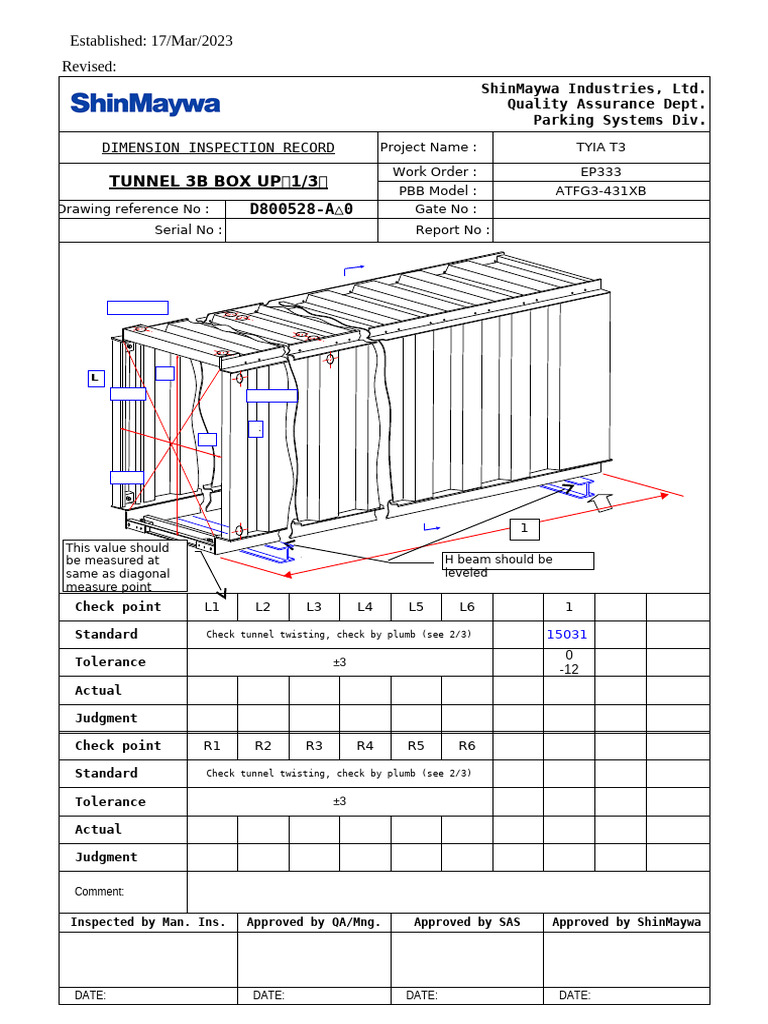 TYIA T3 Dimension Inspection Record | PDF