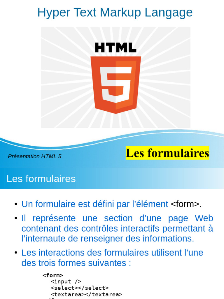 Formulaires HTML5 : Guide Complet | PDF | Html | Langage de balisage