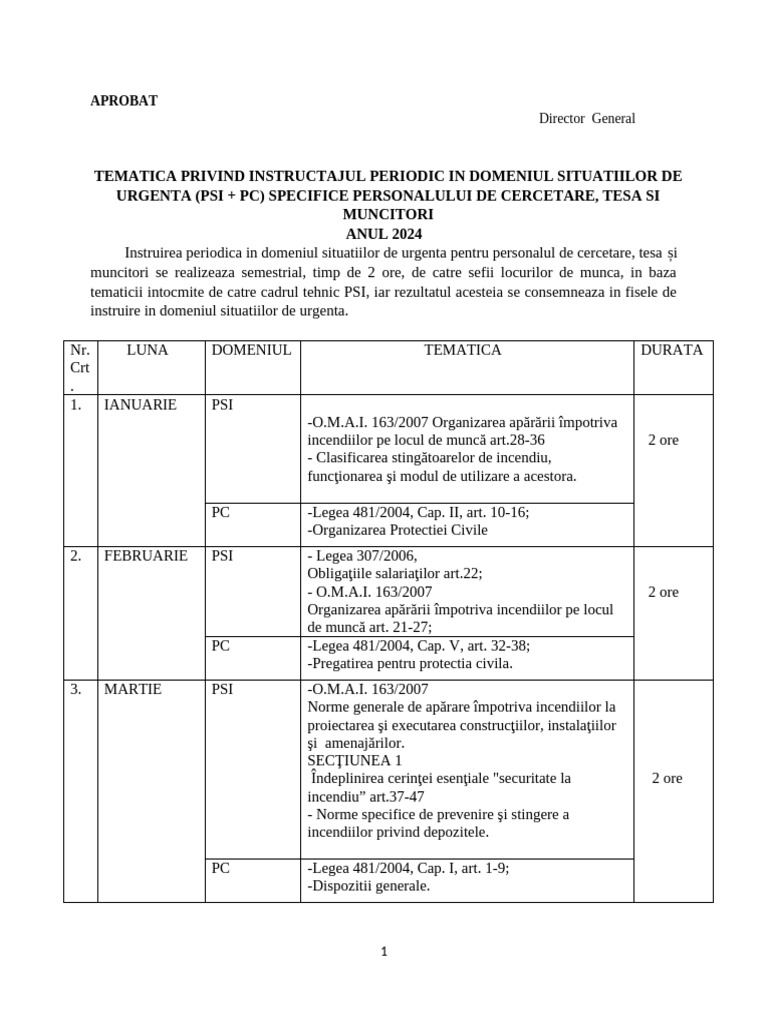 12 Tematica Instructaj Periodic 2024 | PDF