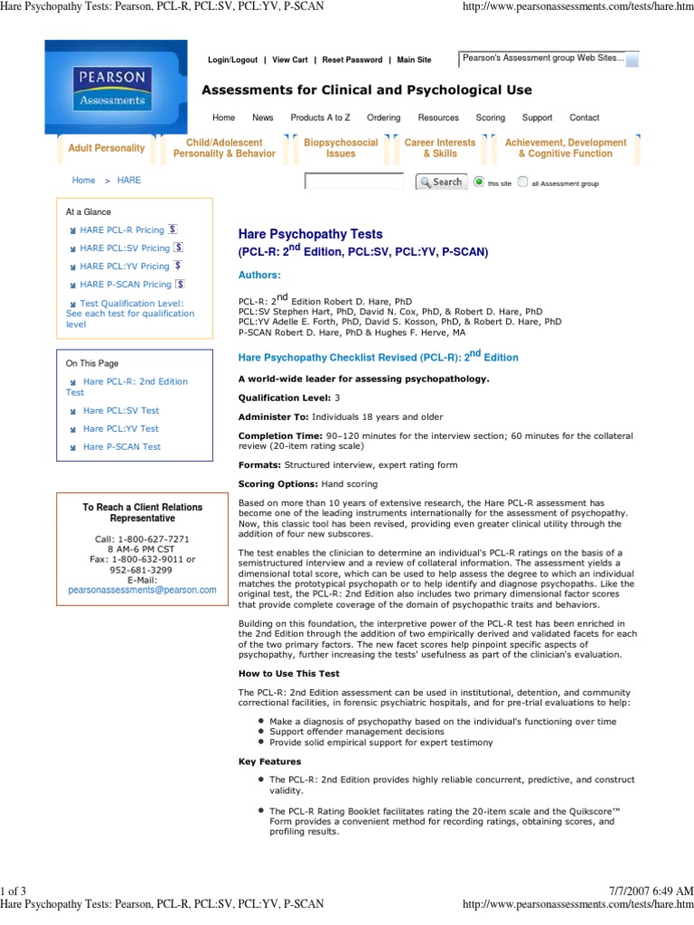 What Is Hare Pcl? , Psychopathy Checklist – NVDK