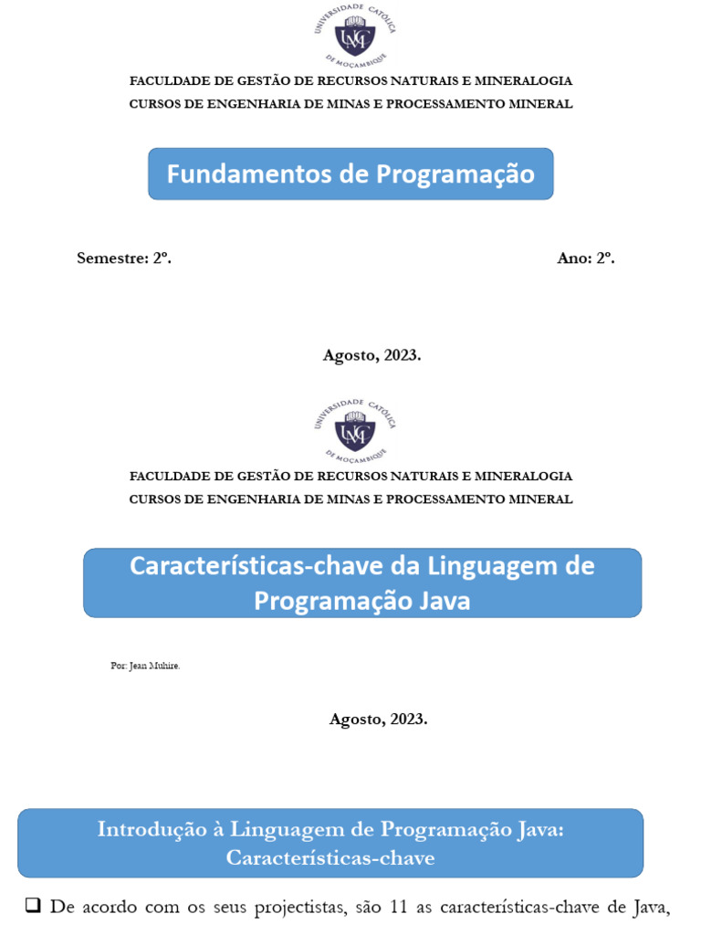 Aula 3 Part3 Caracteristicas Do Java | PDF | Java (linguagem de ...