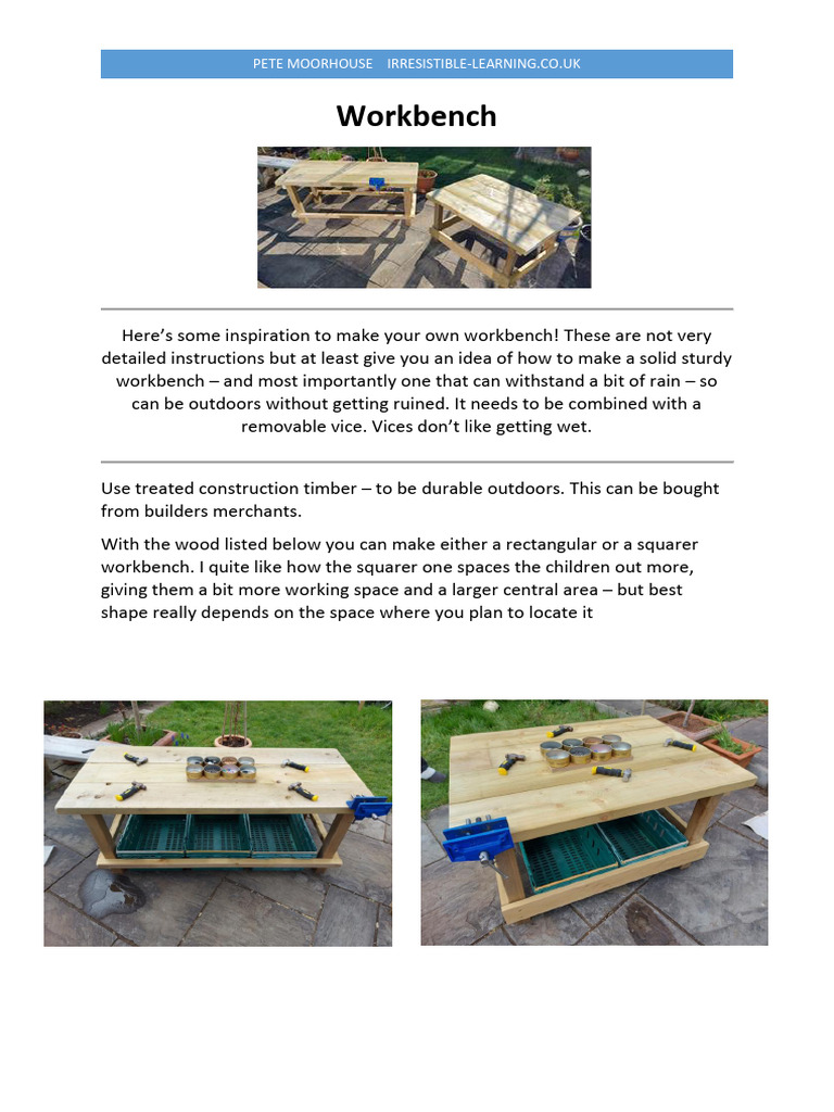 DIY Outdoor Workbench Guide | PDF | Lumber