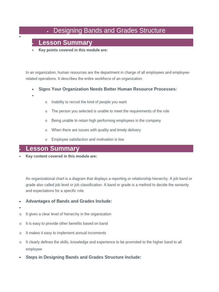Designing Bands and Grades Structure | PDF | Employment | Goal