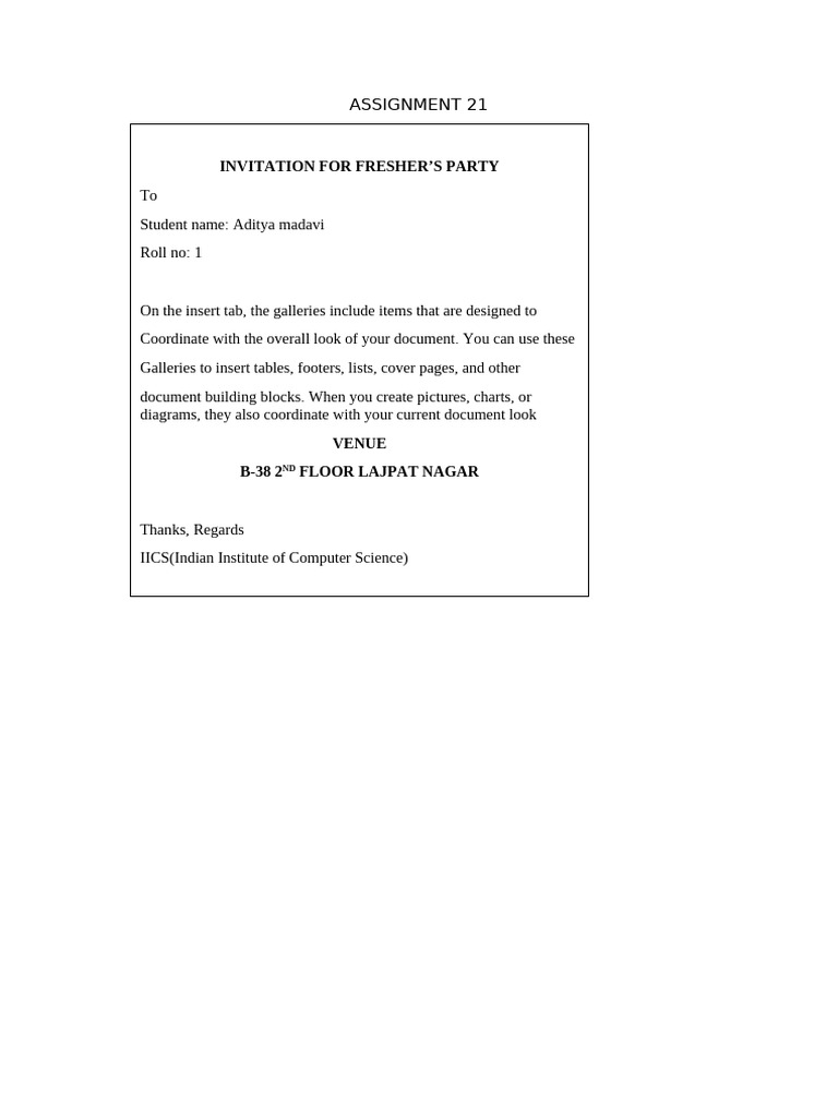 Fresher's Party Invitation Template | PDF