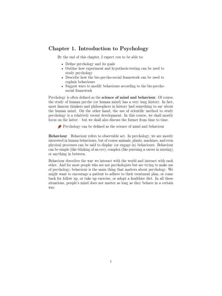 01 T Introduction To Psychology | PDF | Hypothesis | Mind