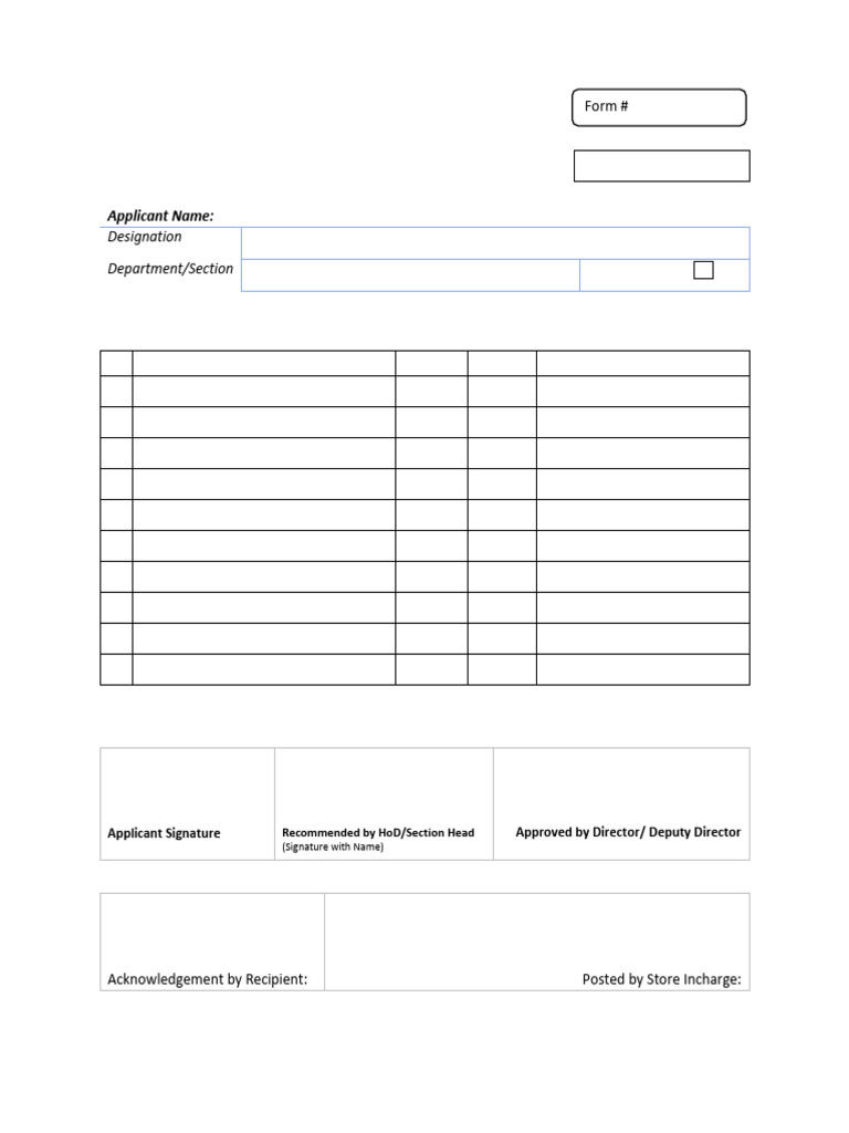 Store Issue Requisition Form | PDF