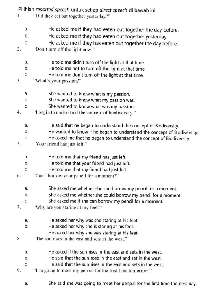 Direct and Indirect Sentence | PDF