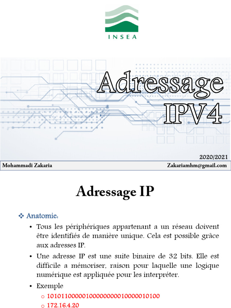 Anatomie et Types d'Adresses IPv4 | PDF | Adresse IP | Protocoles Internet