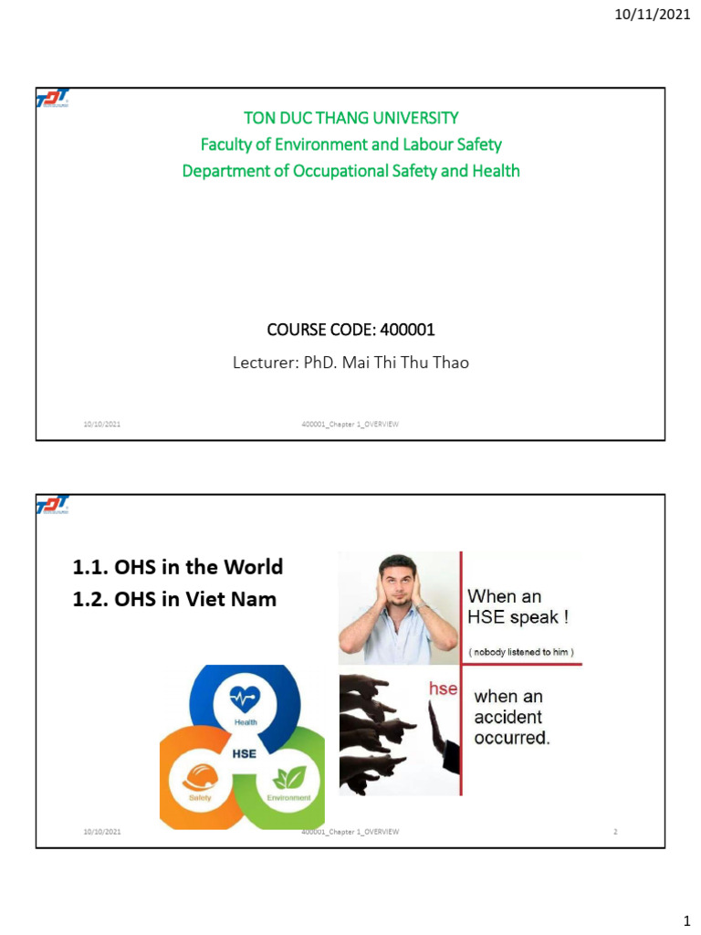 Chapter 1 - OVERVIEW - 2021 | PDF | Occupational Safety And Health | Labor
