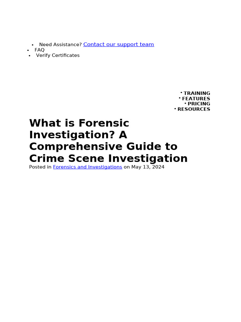 Forensic Investigation: A Complete Guide | PDF | Crime Scene | Forensic ...