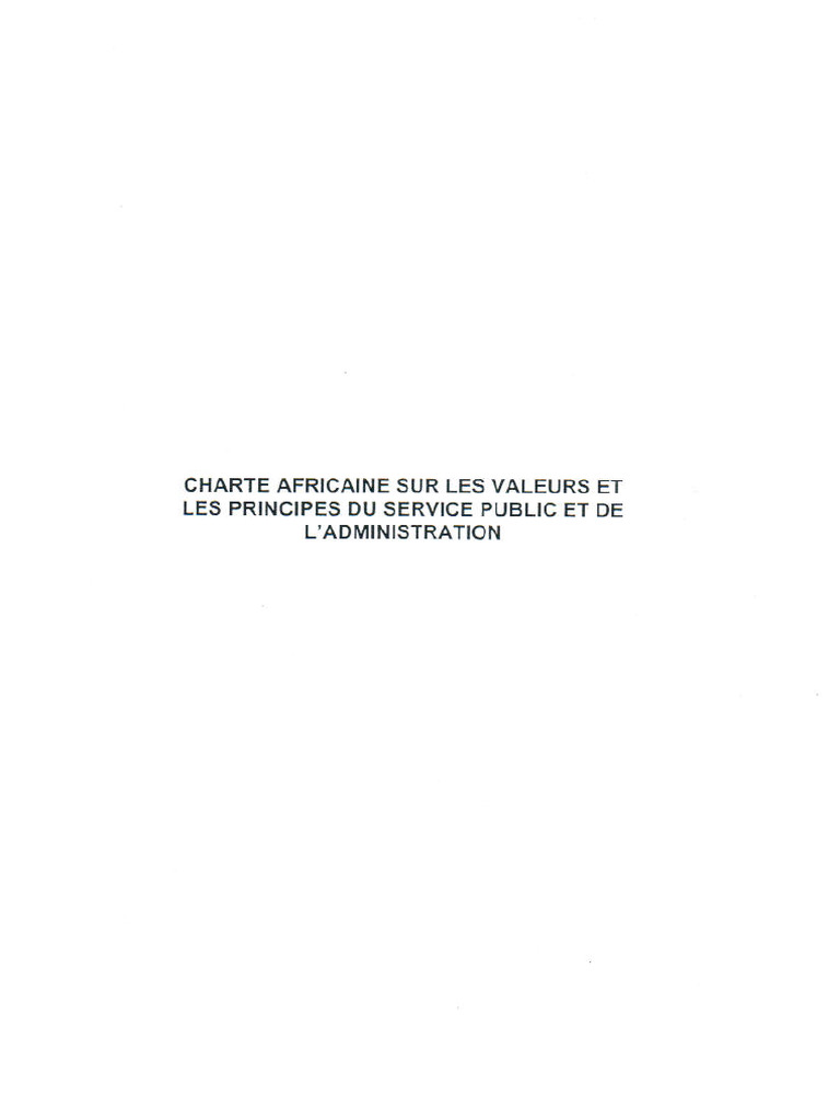 Charte Africaine Sur Les Valeurs Et Les Principes Du Service Public Et ...