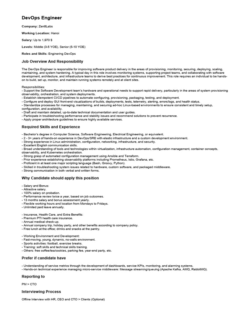 Devops Engineer Pdf Computing Information Technology