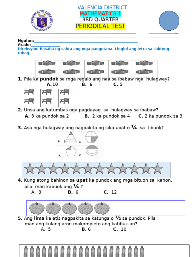 Valencia District Math Test 3rd Quarter | PDF | Teaching Methods ...