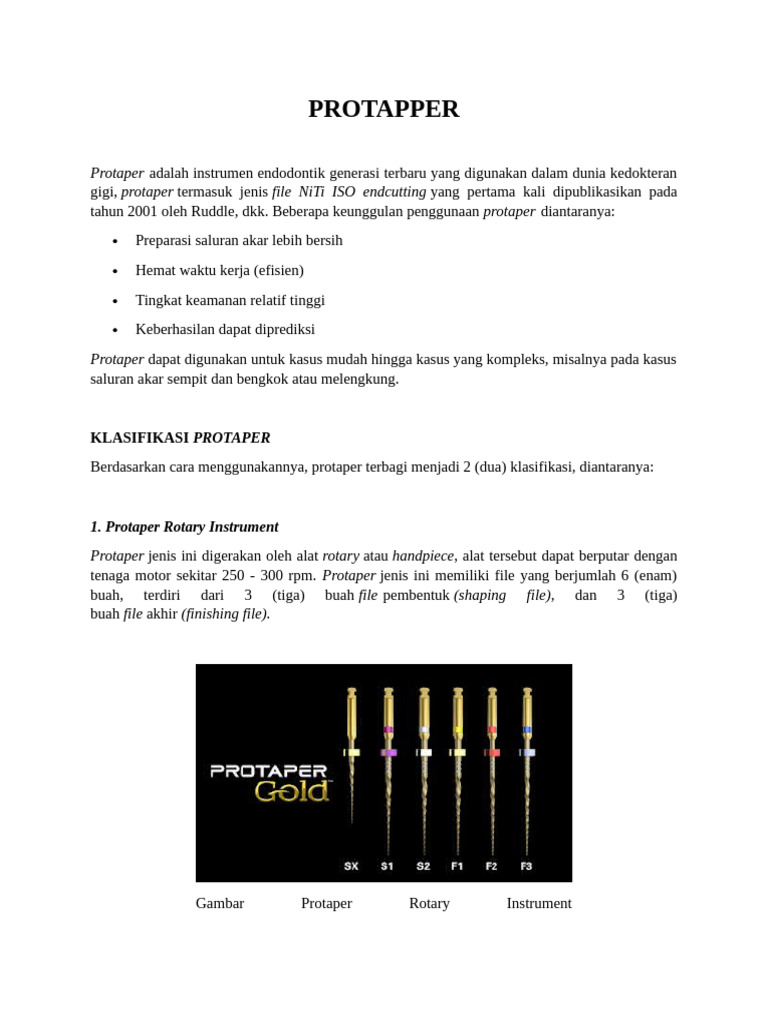Urutan Penggunaan Protaper dalam Endodontik | PDF